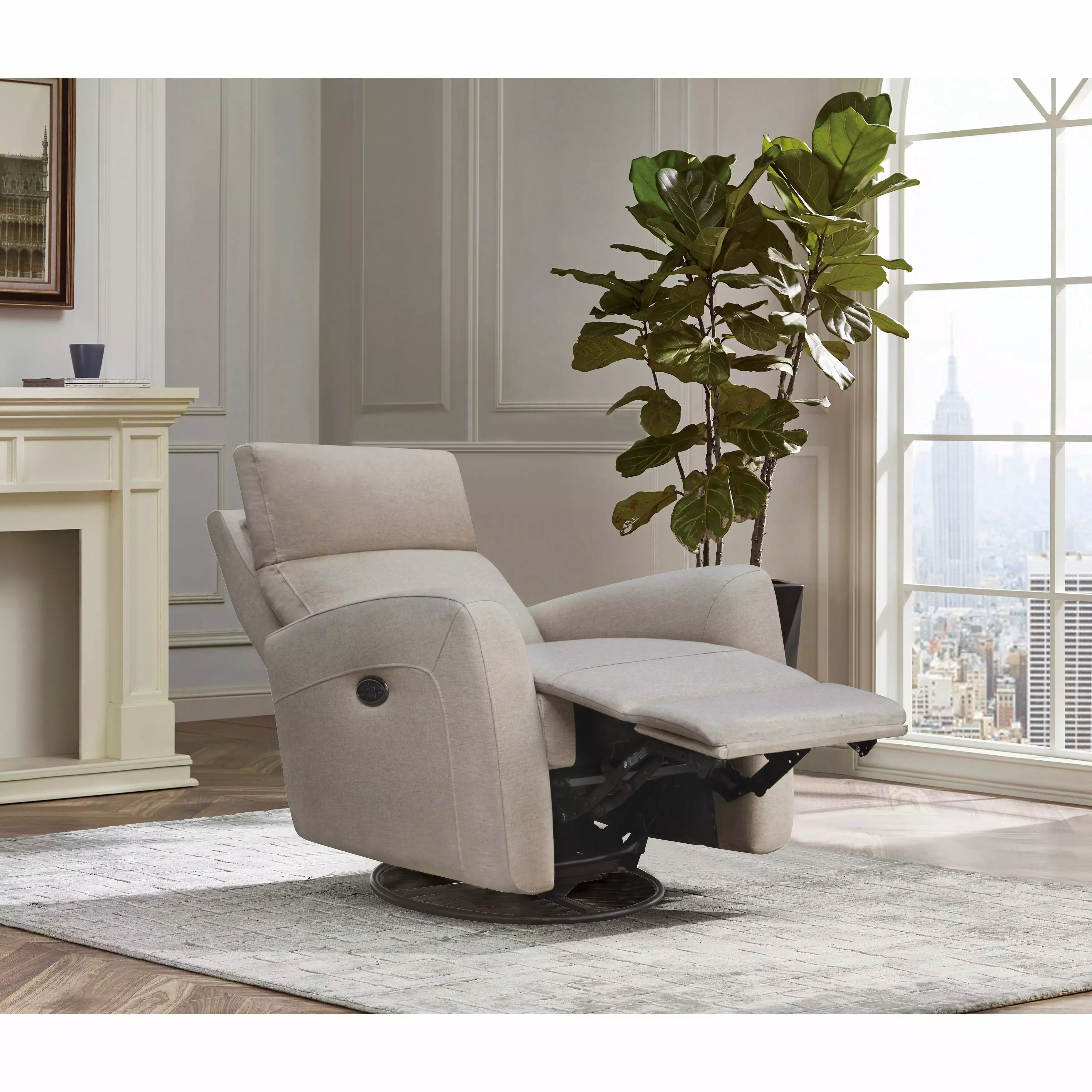 Westwood Design Jordan Fabric Triple Power Swivel Glider and Recliner Camel