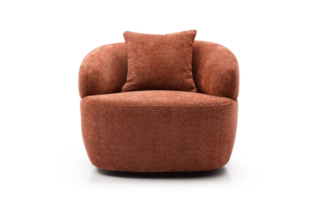 360 Swivel Mid Century Modern Curved Sofa 1 Seat Cloud Couch Boucle Fabric justone interior