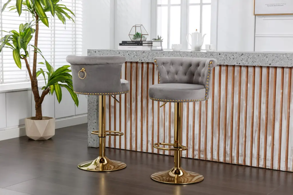 Coolmore Swivel Bar Stools Set 2 Adjustable Counter Height Chairs Footrest w1539 coolmore