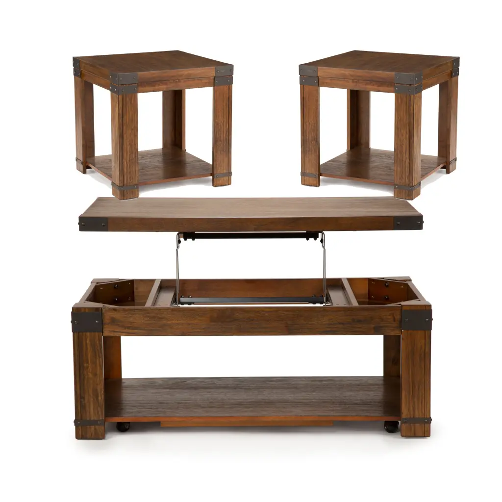 Arusha 3 Piece Table Set Brown Wood steve silver furniture