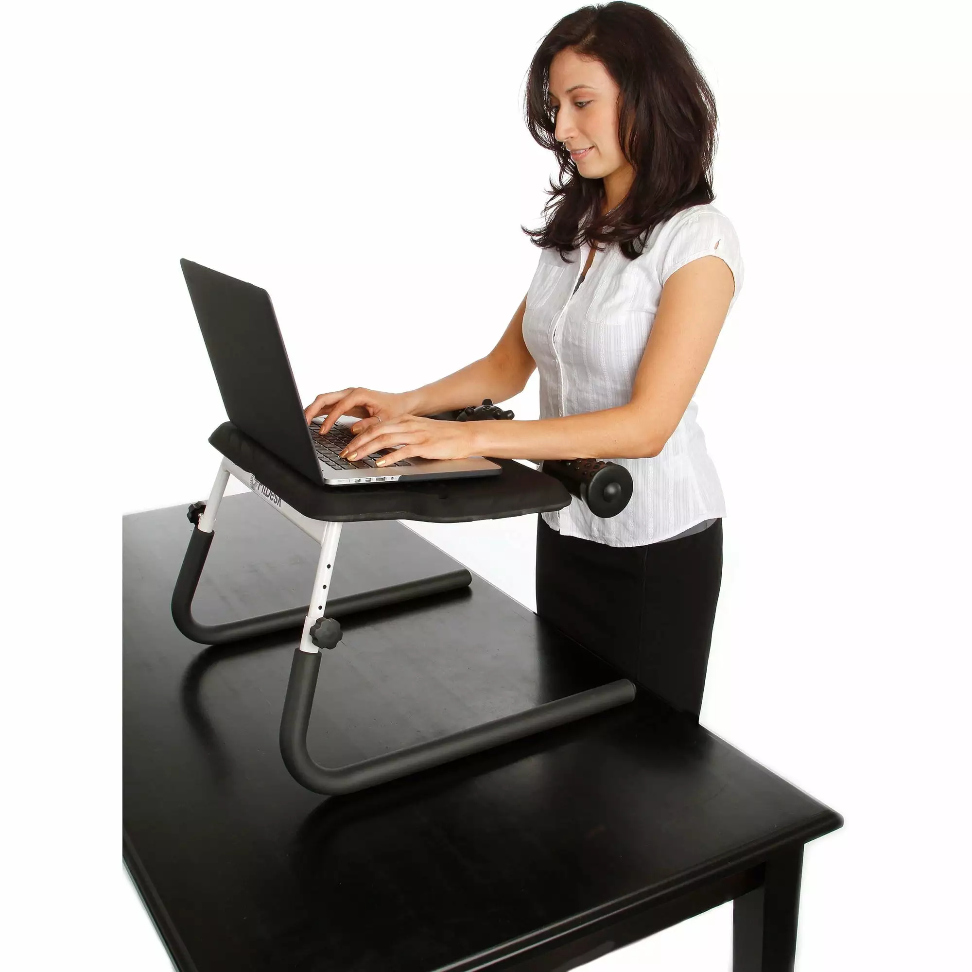 FitDesk Tabletop Standing Desk White Compact Workspaces