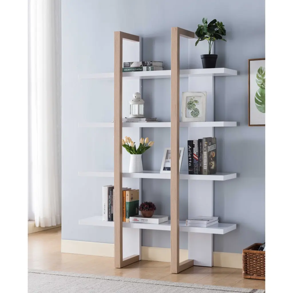 Two Toned Presentation Cabinet 71 Inch Tall Bookcase Storage Cabinet Weather Resistant id international- inc.