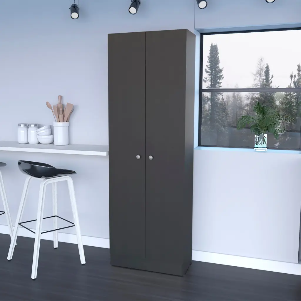 Buxton Rectangle 2 Door Storage Tall Cabinet Black Wengue Black Particle furniture max