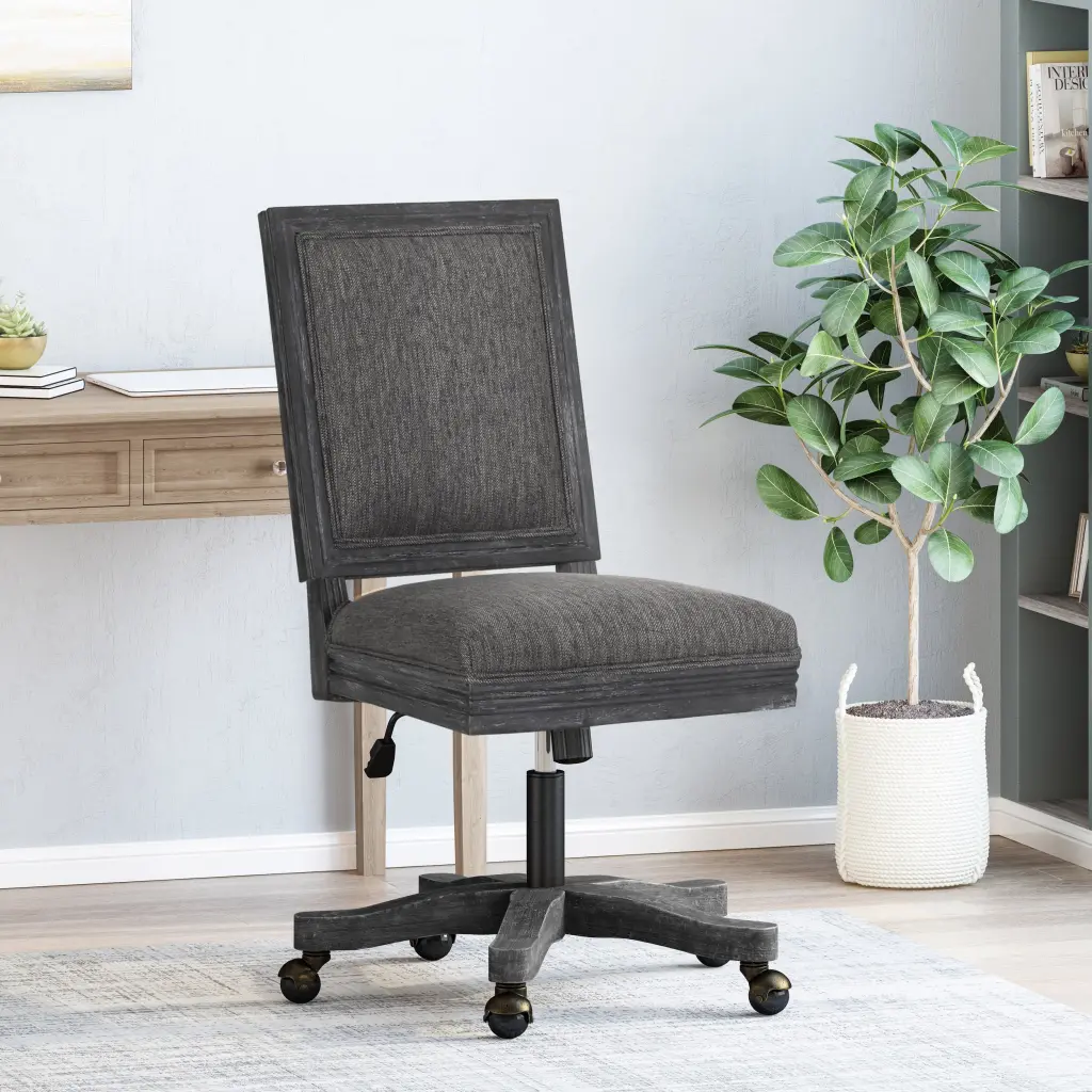Grey Fabric Swivel and Lift Office Chair Wheels nh-an