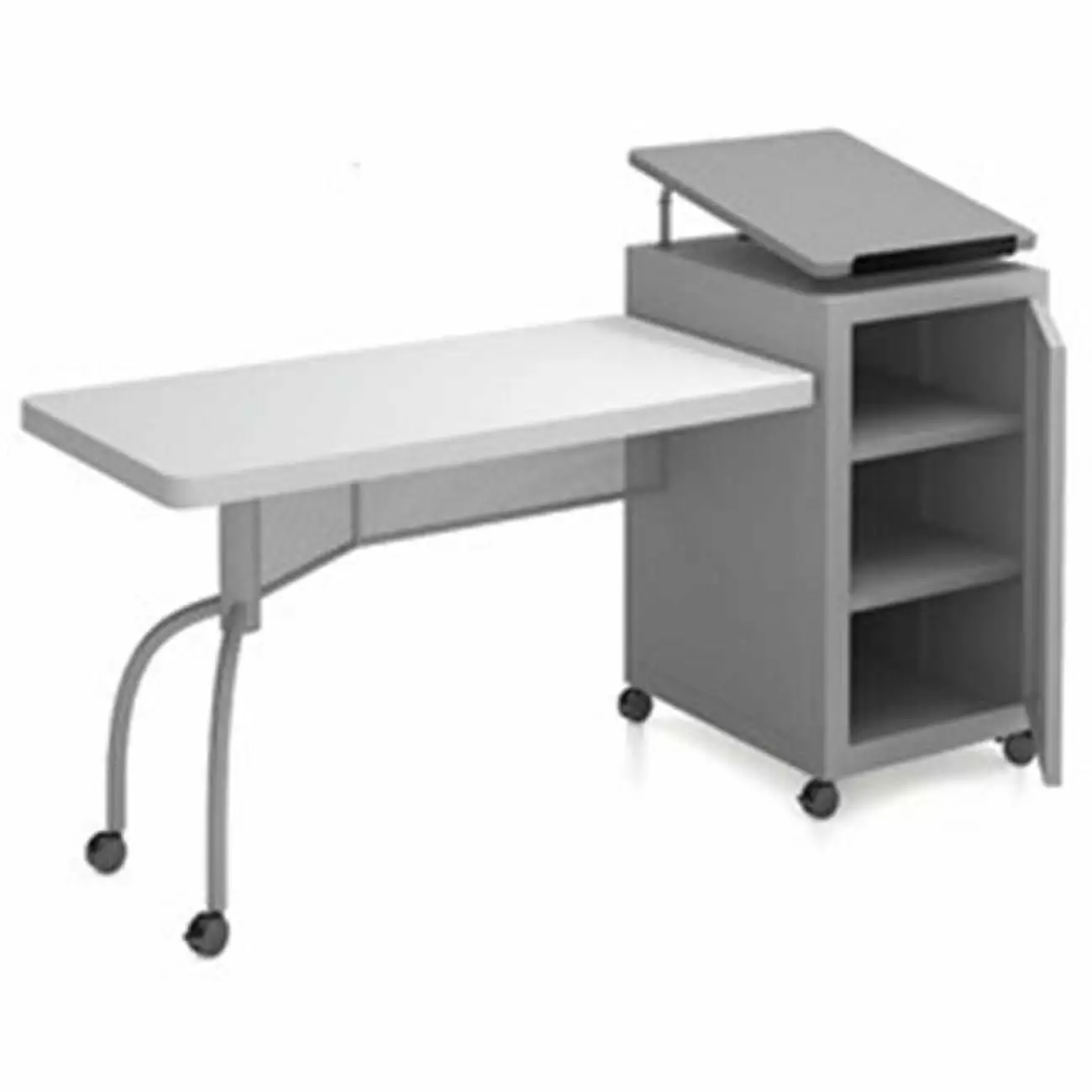 Oklahoma Sound Edupod Series Gray Metal Teacher Desk and Lectern Combo