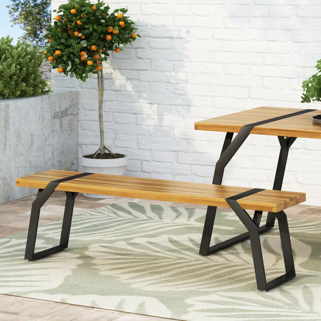 Zora MP1 Bench Teak Black Wood Outdoor Bench nh-vivalux