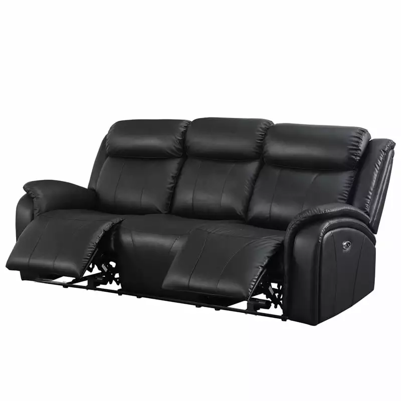 Alexent Leather Recliner Sofa Power Reclining 3 Seater Theater Couch Black