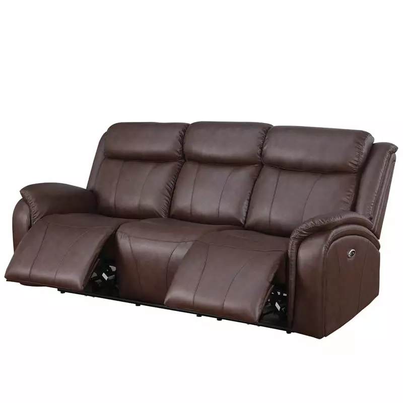 Alexent Recliner Leather Sofa Power Reclining 3 Seater Theater Couch Brown