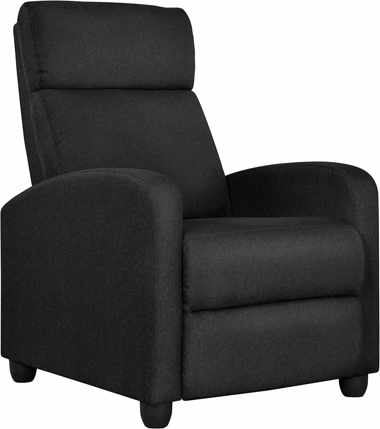 Modern Black Fabric Home Theater Recliner Chair Pocket Spring Single Living Room Sofa WW