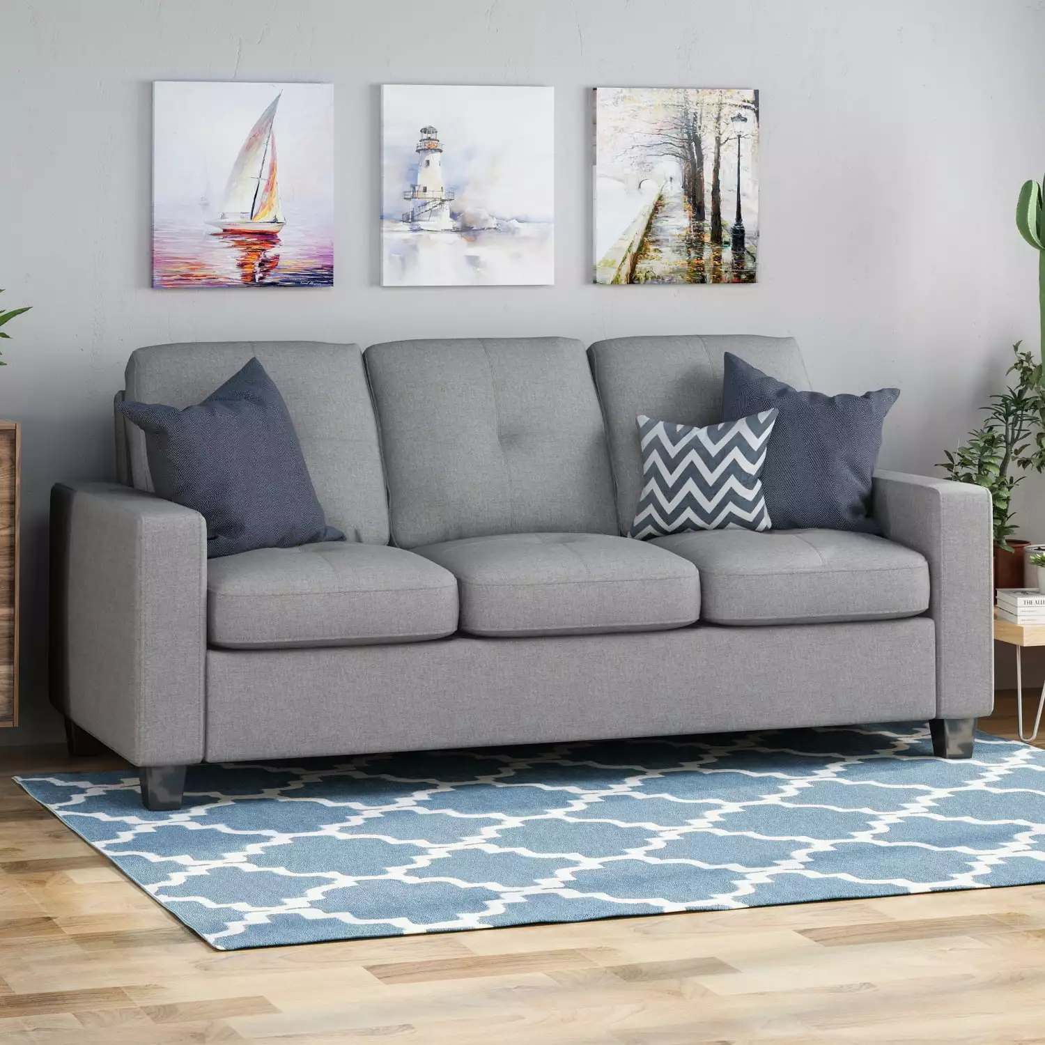 Miekor Furniture Viviana Three-Seater Sofa Wood Legs B3A013