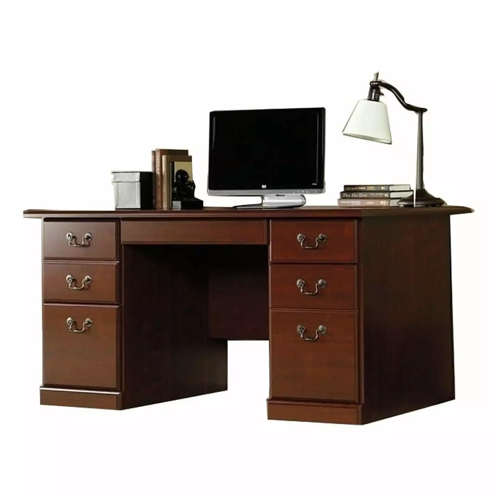Kingfisher Lane Traditional Wood Computer Desk Classic Cherry - Vintage Home Office Desk