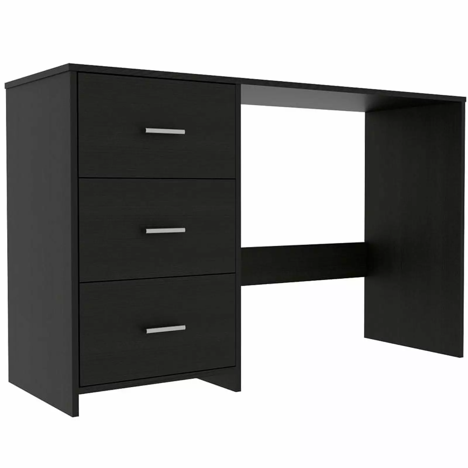 Pemberly Row Classic Computer Desk Three Drawers Black Home Office
