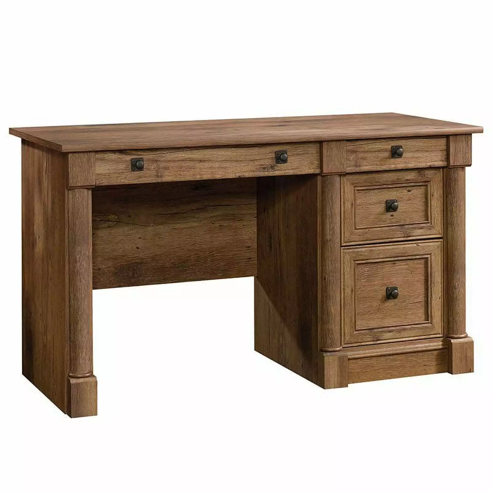 Pemberly Row Traditional Style Home Office Computer Desk Drawers Vintage Oak