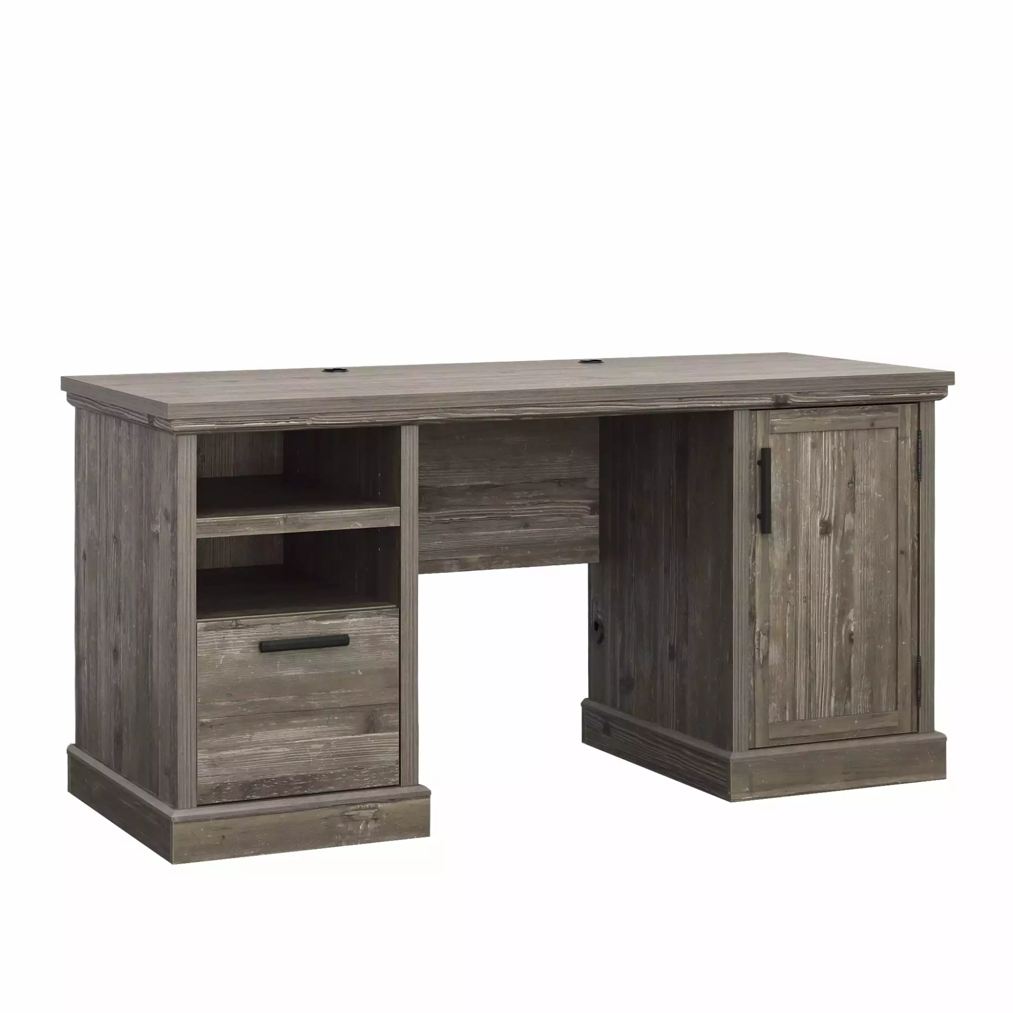 Sauder Aspen Post Engineered Wood Computer Desk Pebble Pine Brown