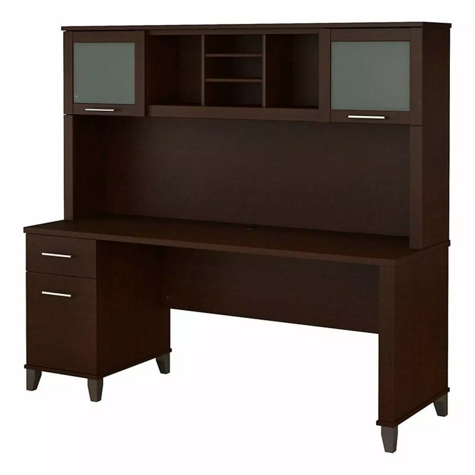Scranton & Co 72 Mocha Cherry Wood Office Desk Hutch Workspace