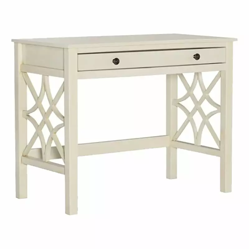 Riverbay Furniture Transitional Wood Desk Drawer Antique White - Elegant Home Office Desk
