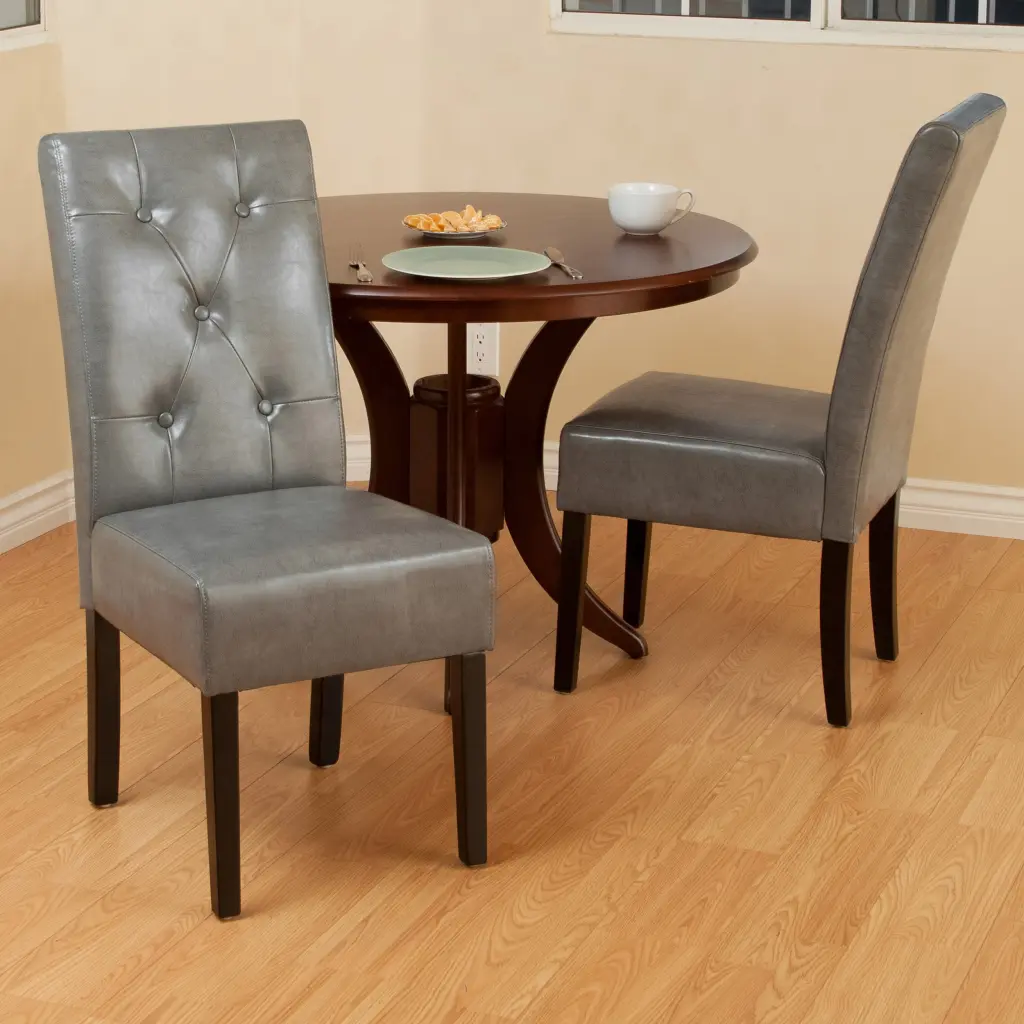 Carter 5 Tufted Dining Chair Set 2 Dark Grey Wood Metal Modern Kitchen Chairs nh-perfect home