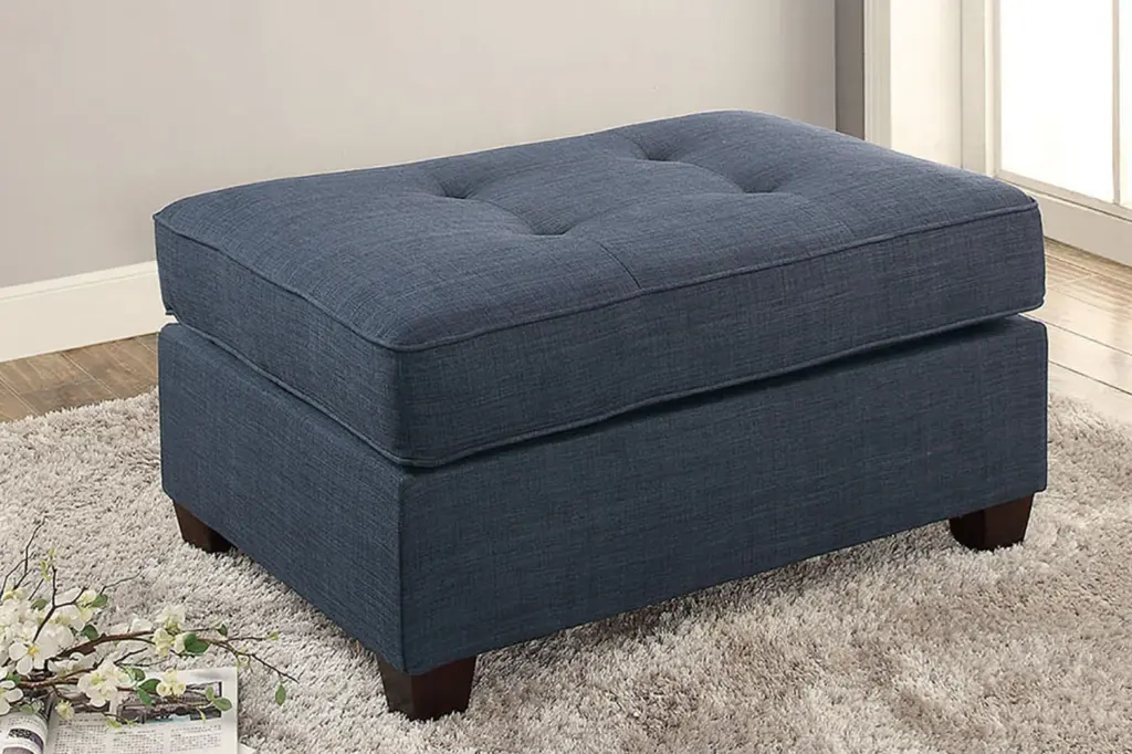 Cocktail Ottoman Dorris Fabric Dark Blue Color Tufted Seats Living Room kanepe