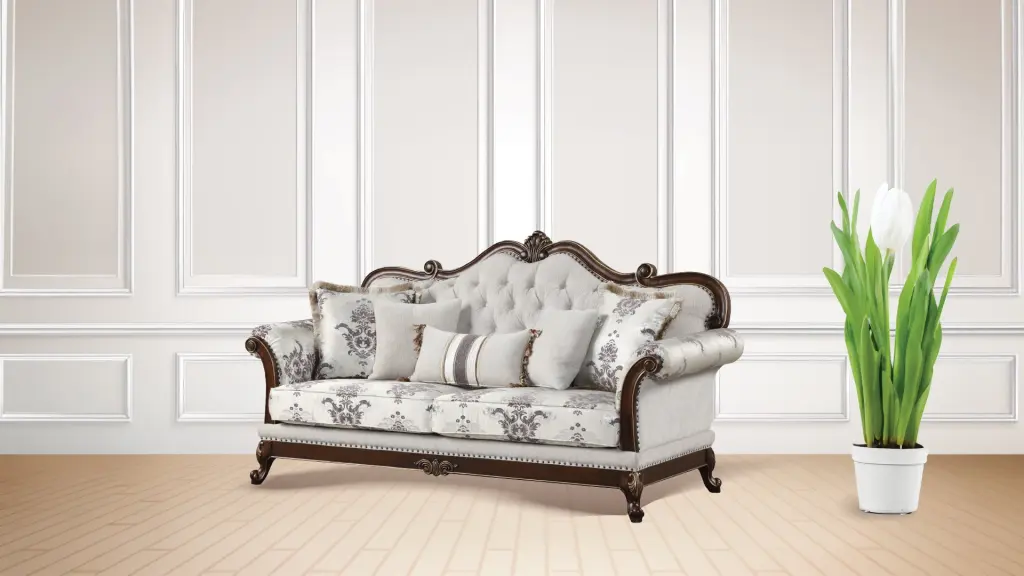 Gloria Traditional Style Button Tufted Sofa White Living Space galaxy home furnishings