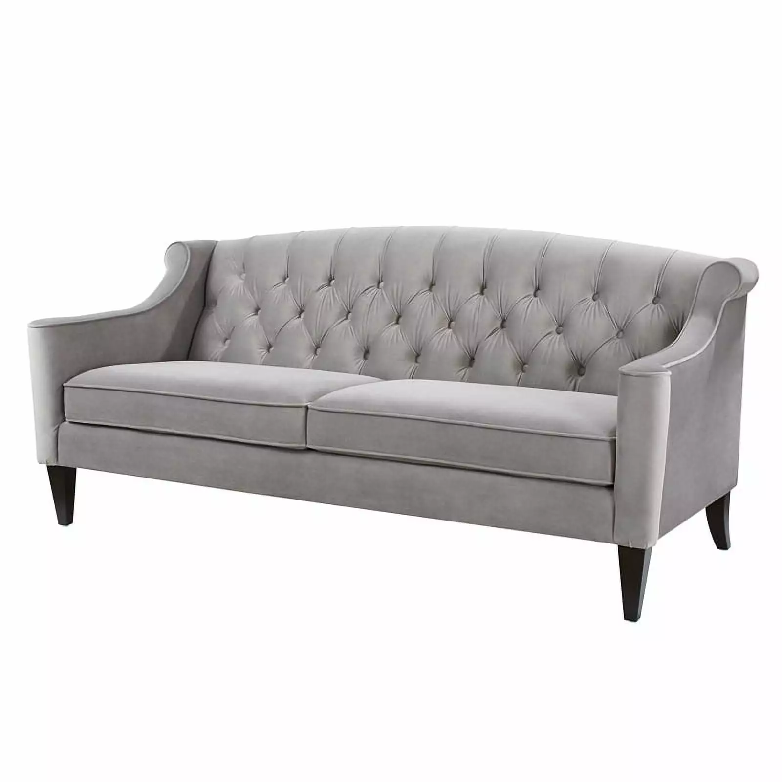 Maklaine Modern Upholstered Button Tufted Sofa Opal Grey Luxury Living Room Furniture