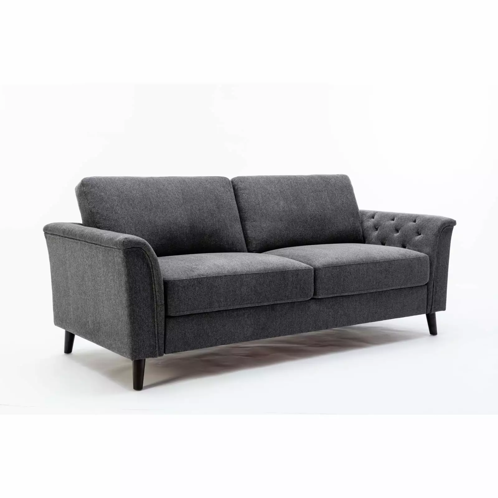 Miekor Furniture Stanton 80 Dark Gray Linen Sofa Tufted Arms