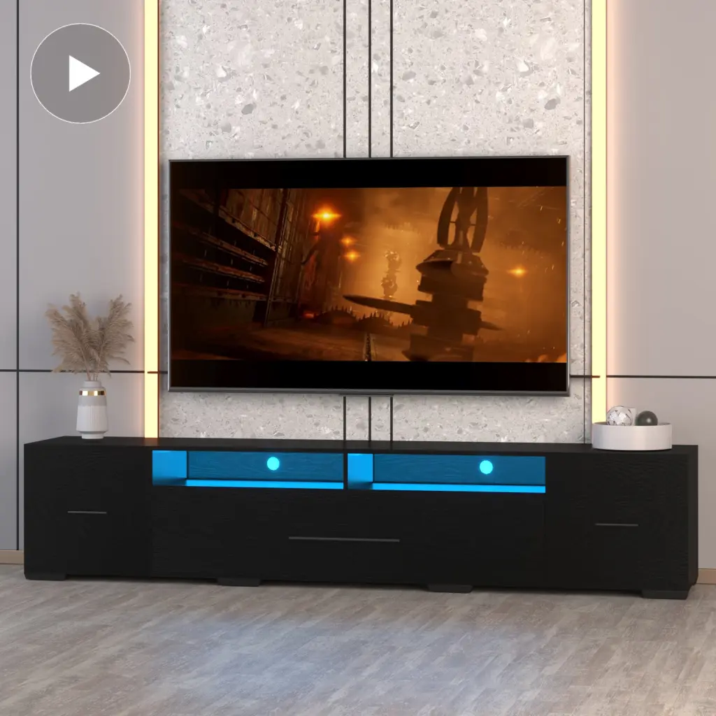 Video TV Console Storage Cabinets Remote App Regulation Long LED TV Stand hymasbros