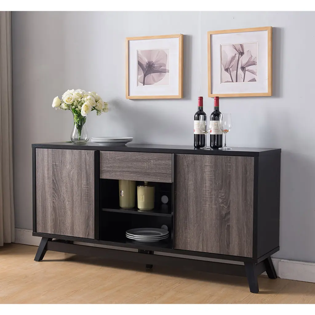 Black And Grey Sideboard TV Stand Buffet Two Doors One Drawer id international- inc.