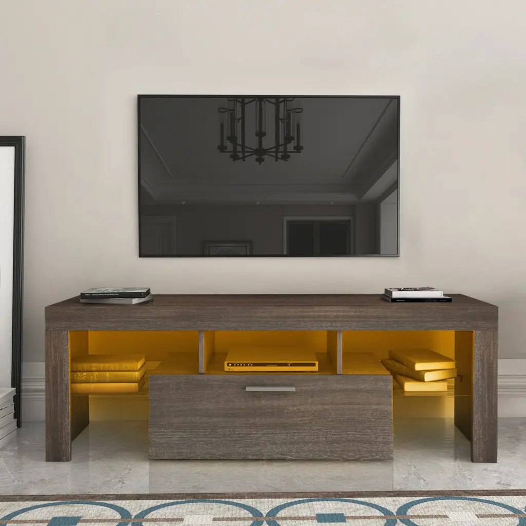20 Minutes Quick Assembly Brown Effortless Modern TV Stand jxy furniture