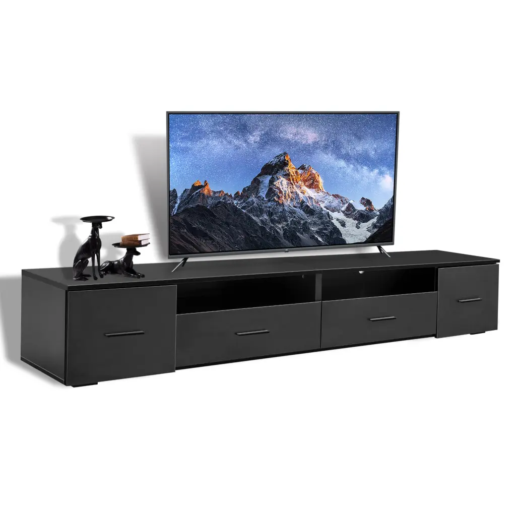 Black TV Stand Living Room Modern Entertainment Center Stand Storage rnb