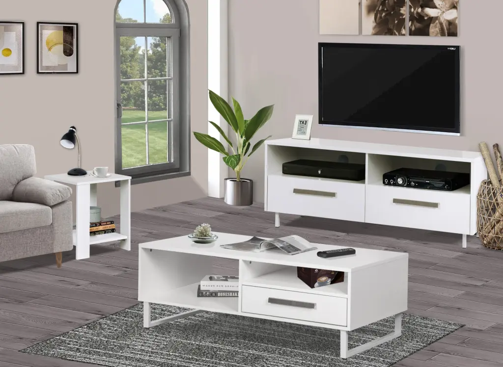 TV Stand Modern White Media Console Entertainment Center Storage singularity