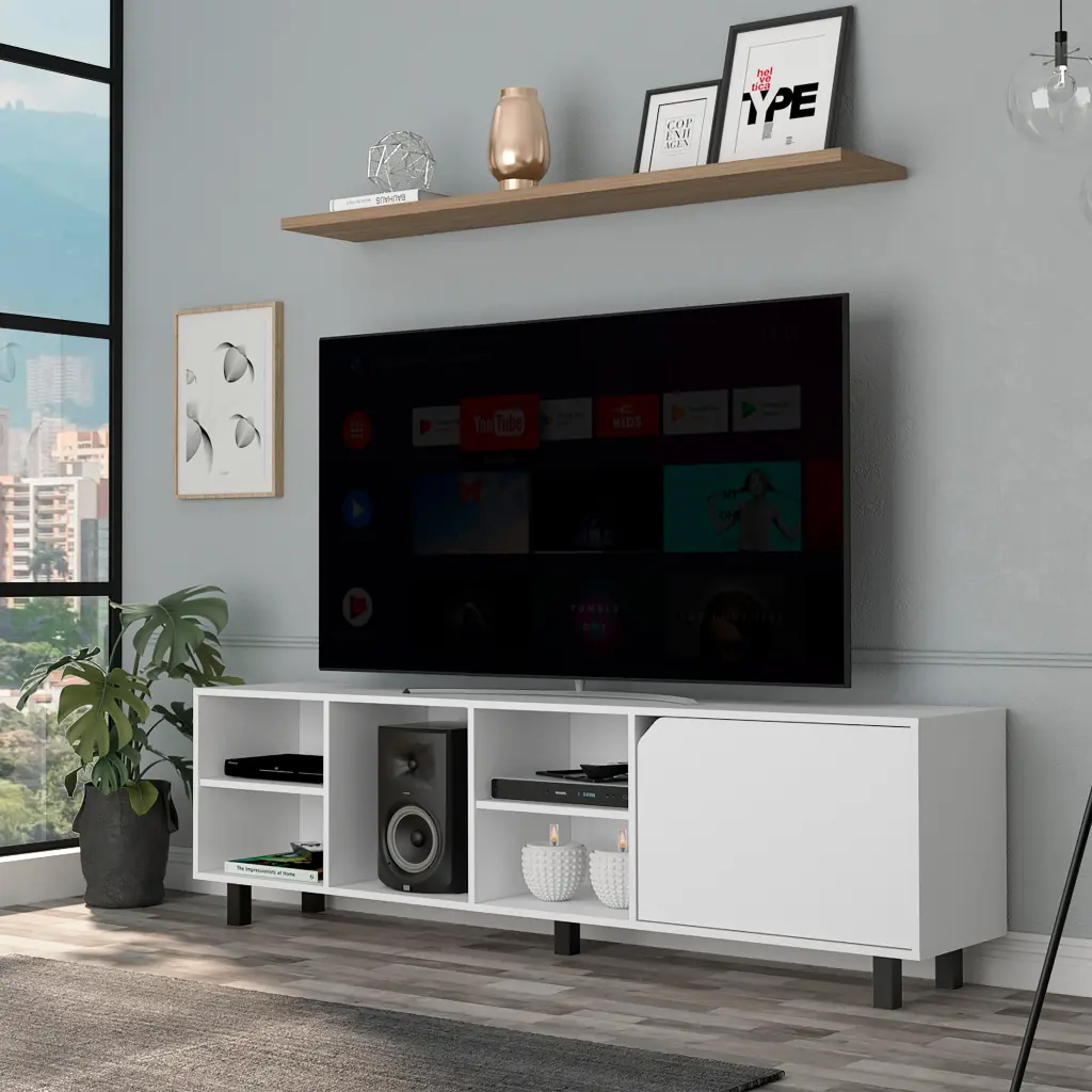Valdivia TV Stand TVs Up to 70 Inches Four Open Shelves tuhome