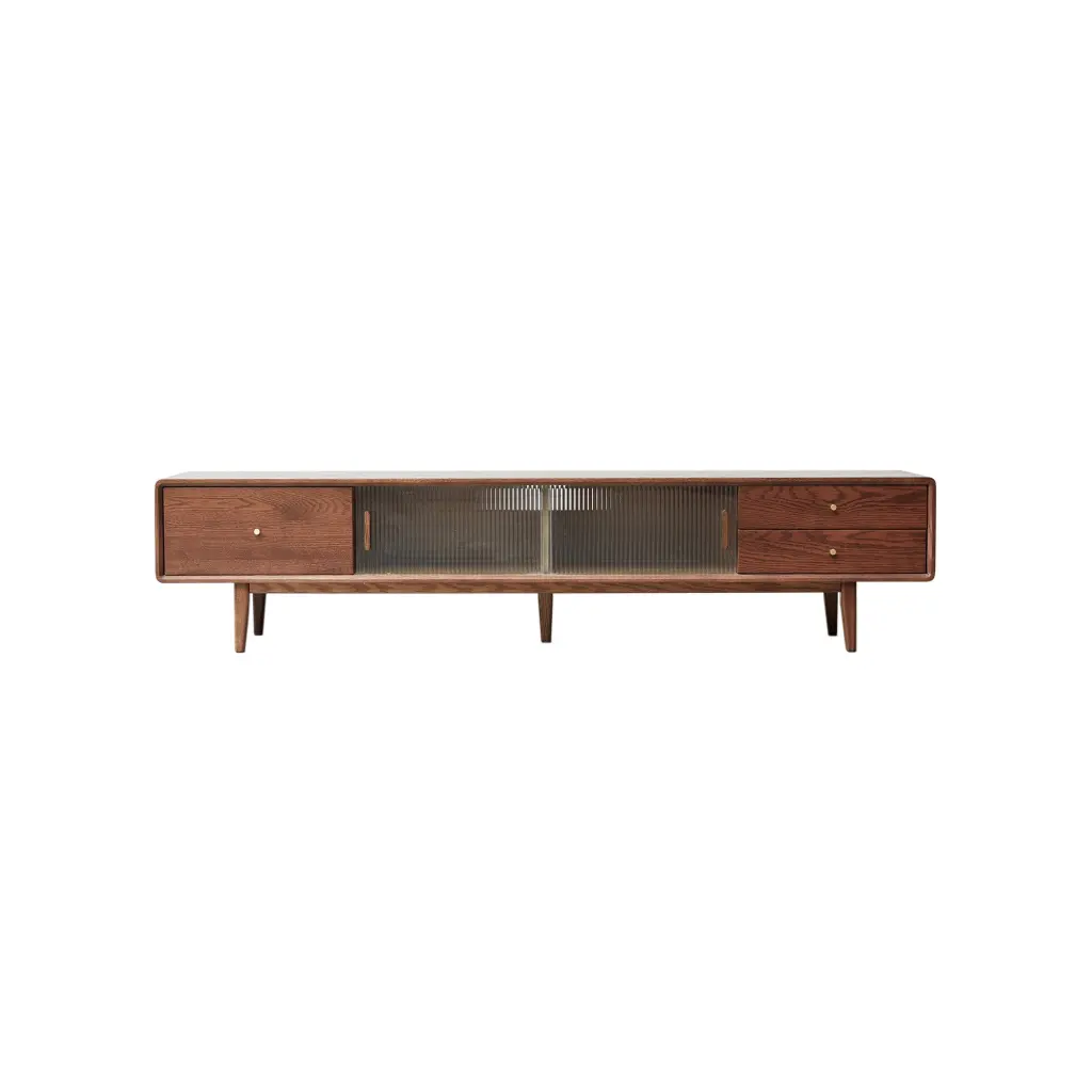 Walnut Color North America Grade Solid Red Oak TV Cabinet Chinese Style yeswood furniture store