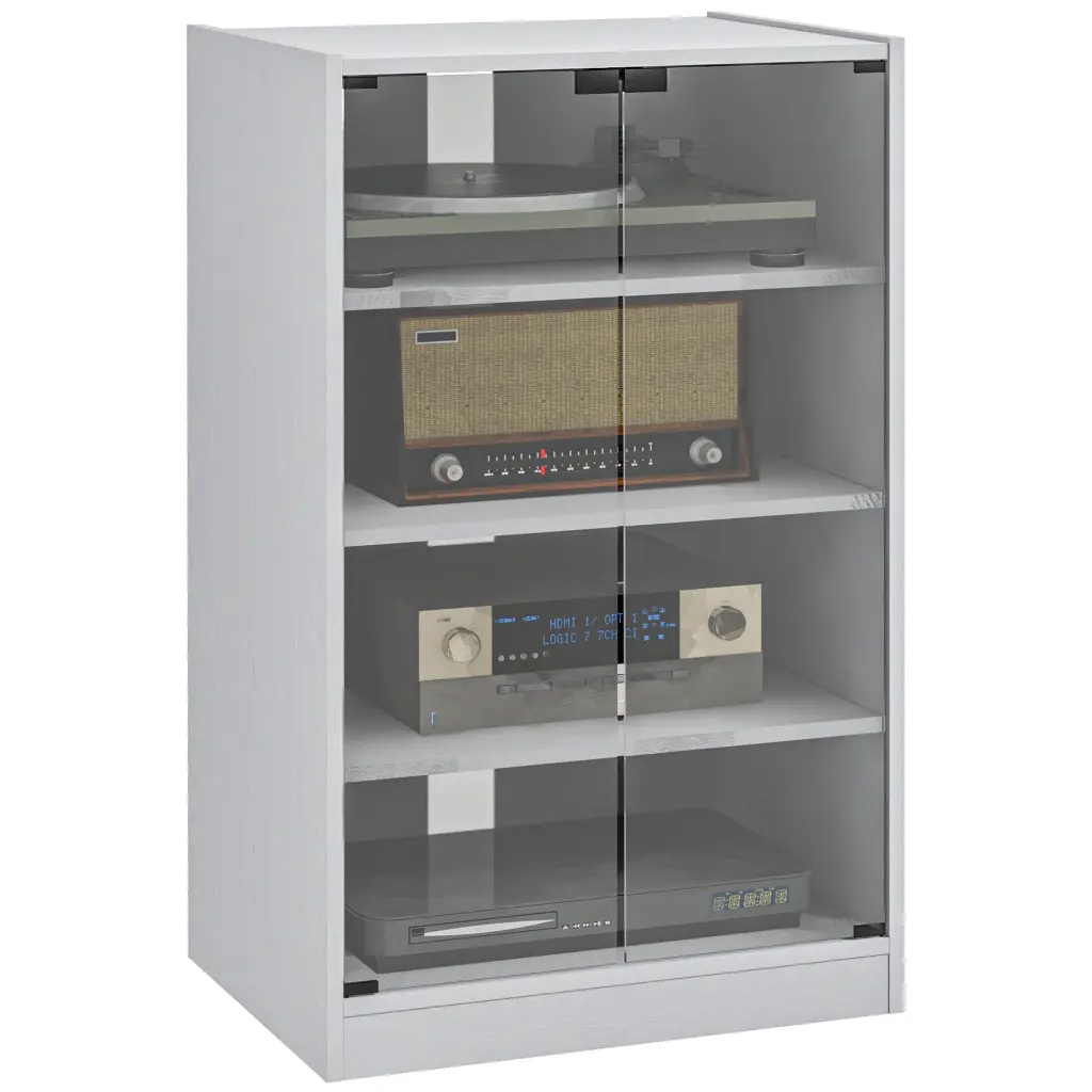 Homcom Media Cabinet, 4 Tier Stereo Cabinet, Modern Audio Video Media Storage aosom business