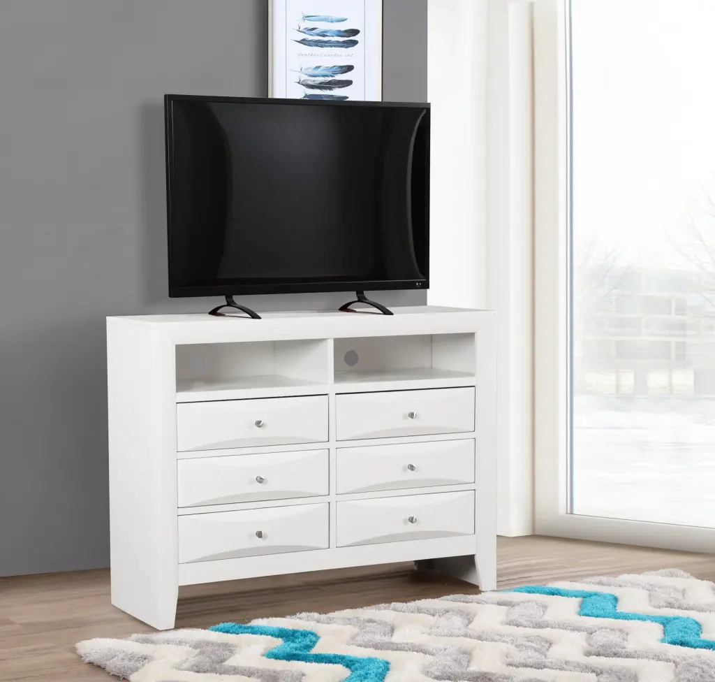Marilla G1570 TV Media Chest White Particle Board glory furniture