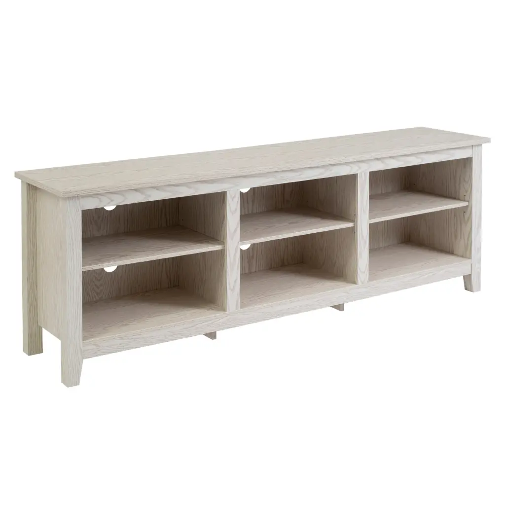 Modern Transitional 3 Shelf Open Storage 70 Inch TV Stand 80 Inch TVs White walker edison
