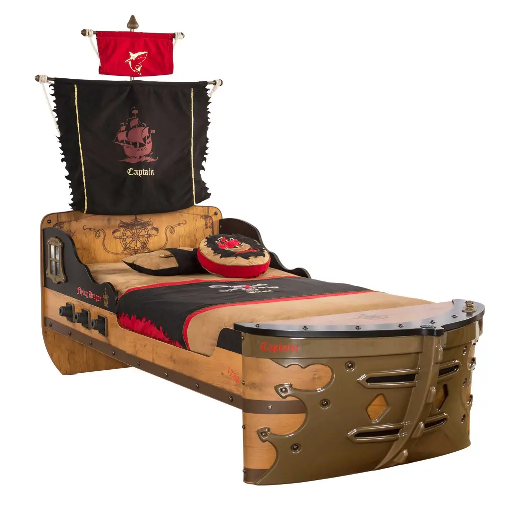 Ahoy Twin Bed Brown Oak Particle Board Kids Bed Frame atlas kids furniture