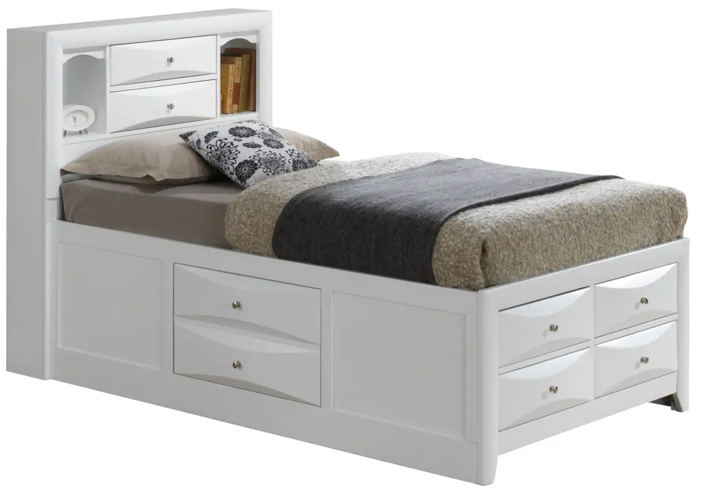 Marilla G1570G Twin Storage Bed White Particle Board glory furniture