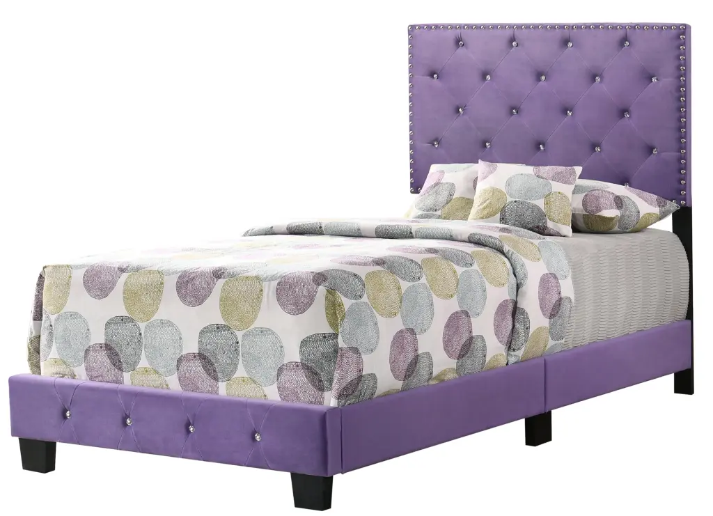 Suffolk G1402 Twin Bed Purple Foam Velvet glory furniture