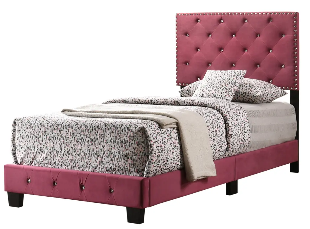 Suffolk G1403 TB Up Twin Bed Cherry Foam Velvet Kids Room glory furniture