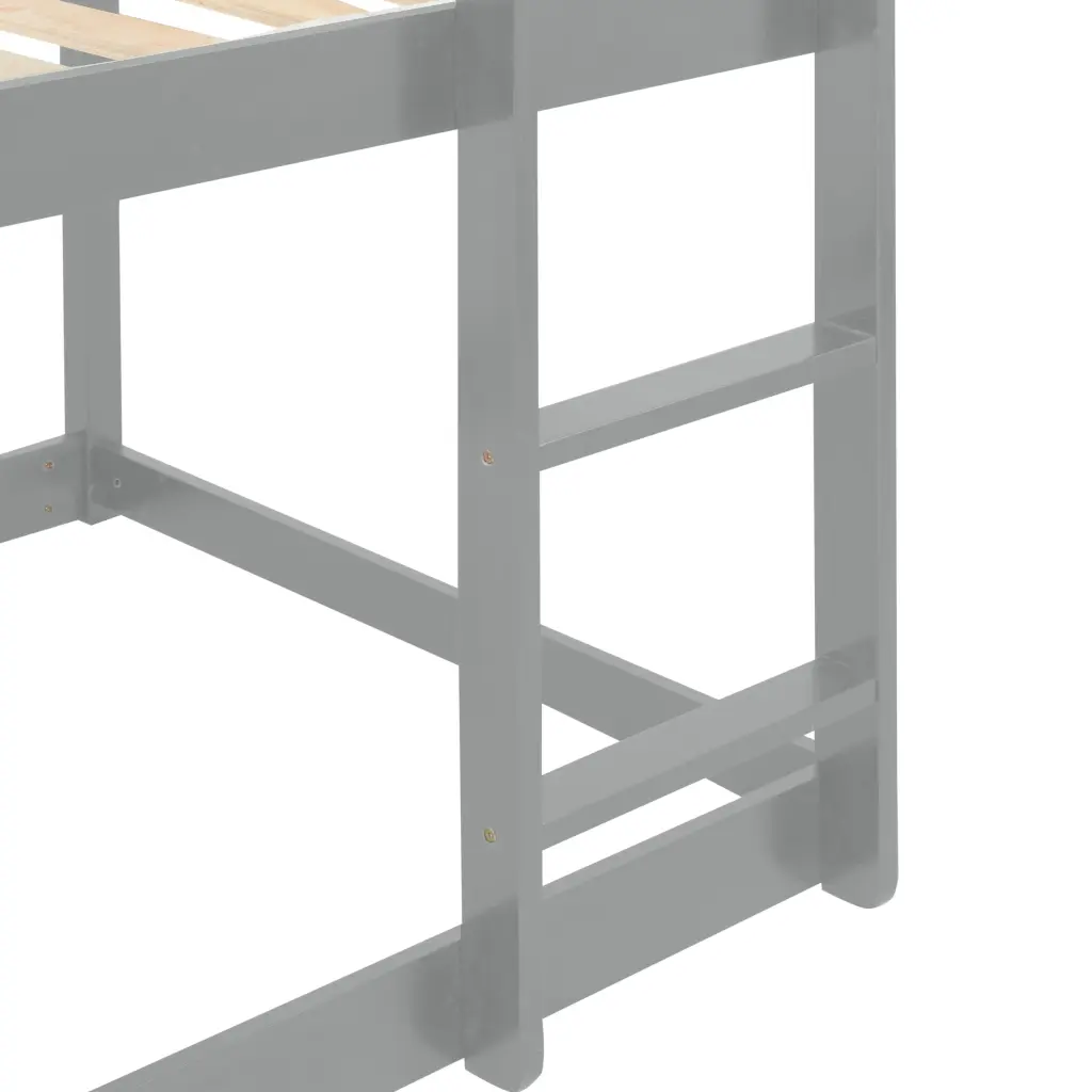 Loft Twin Bed Grey Pine Wood Frame Modern Minimalist Design inspirit