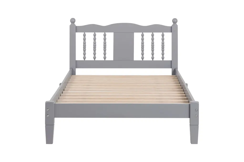 Twin Bed Column Decoration Headboard Bed Slats Grey Twin Size Kids inspirit