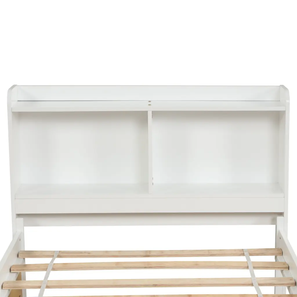 Twin Bed Trundle Bookcase White Pine Kids Bed inspirit