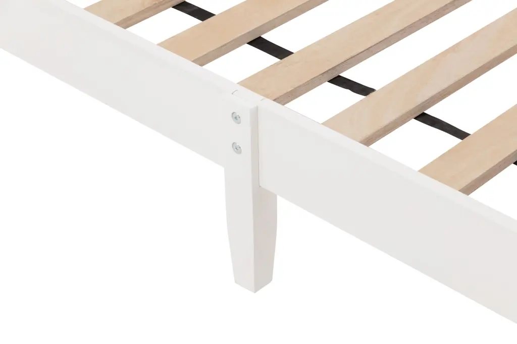White Twin Bed Column Decoration Headboard and Bed Slats inspirit