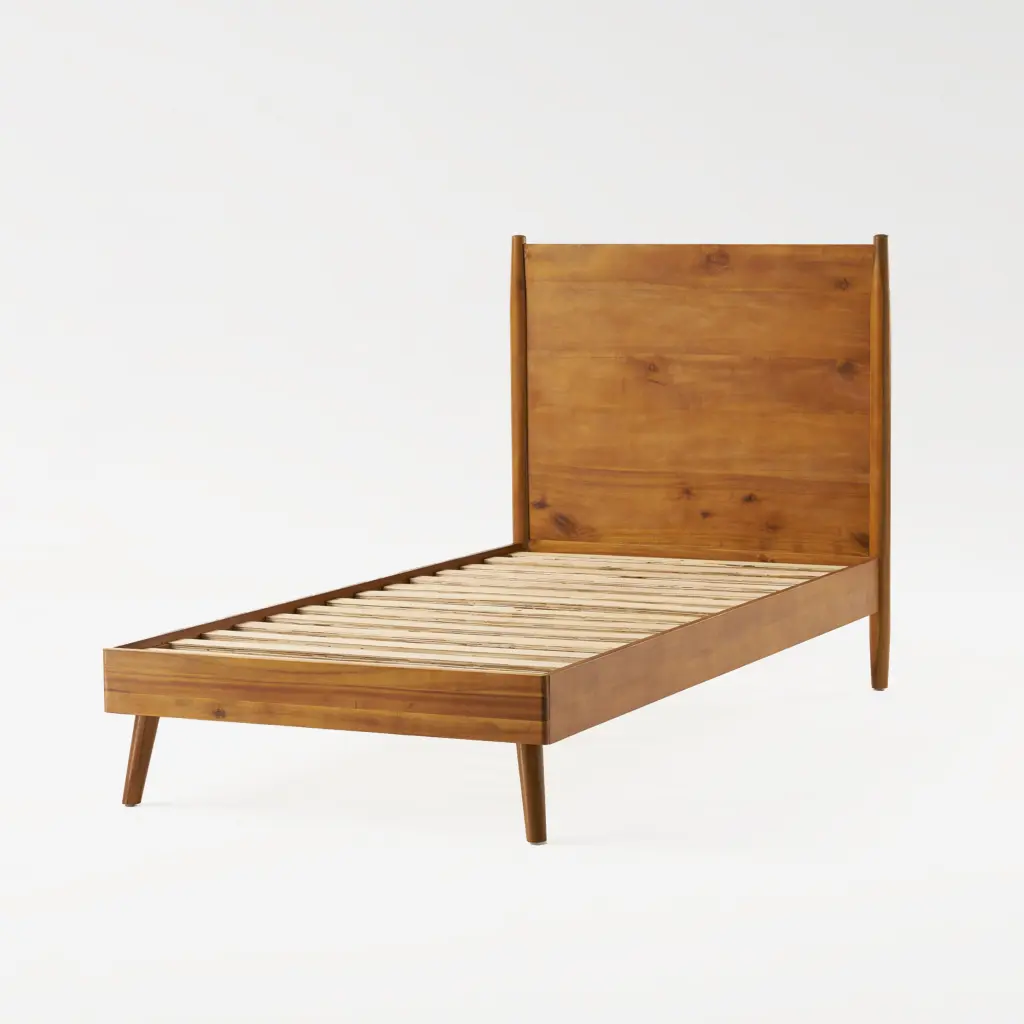 Twin Bed Frame Natural Acacia Wood Modern Minimalist Bed nh-sunfay