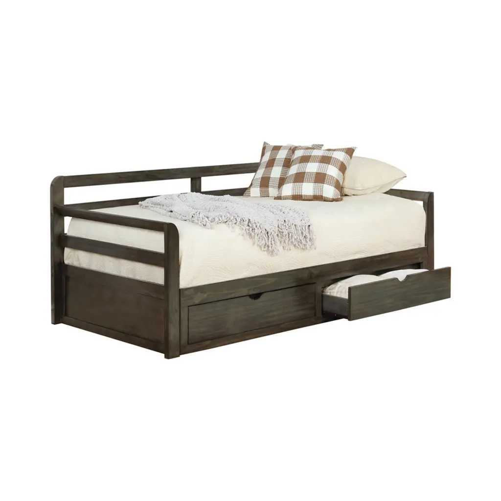 Two Drawer Wooden Extra Large Twin Size Bed Trundle Brown Twin X royal hampton