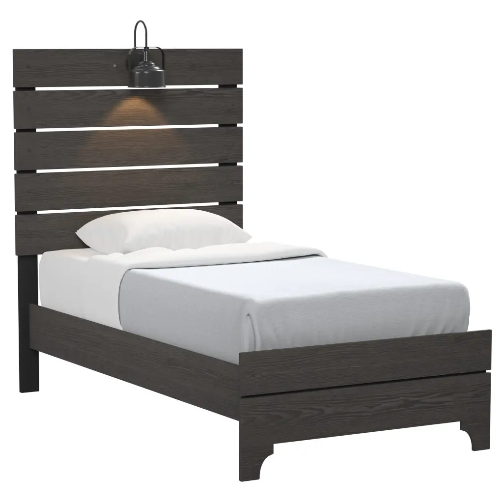 Juniper Brown Twin Bed Lights Twin Brown Engineered Wood wallace - bay