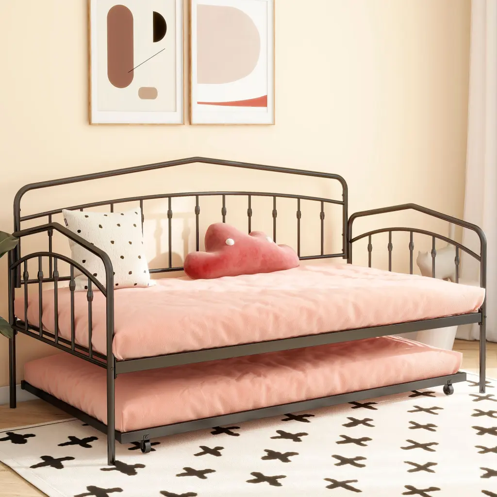 Fox Twin Daybed Twin Trundle Black No Box Spring Required rnb