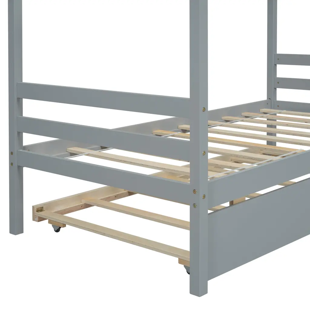 Twin Size Houtilize Influenced Bed Trundle Grey Twin Grey Wood Bedroom inspirit