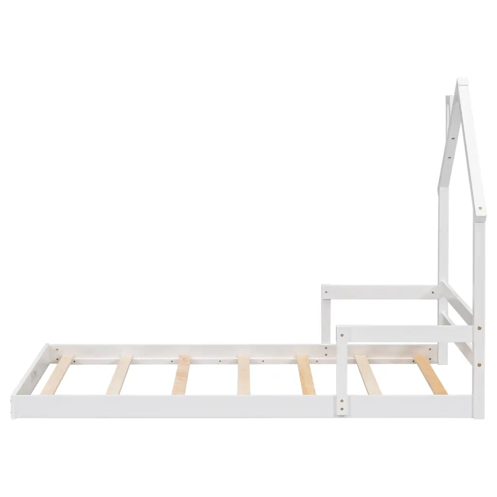 Twin House Influenced Headboard Floor Bed Handrails Slats White inspirit
