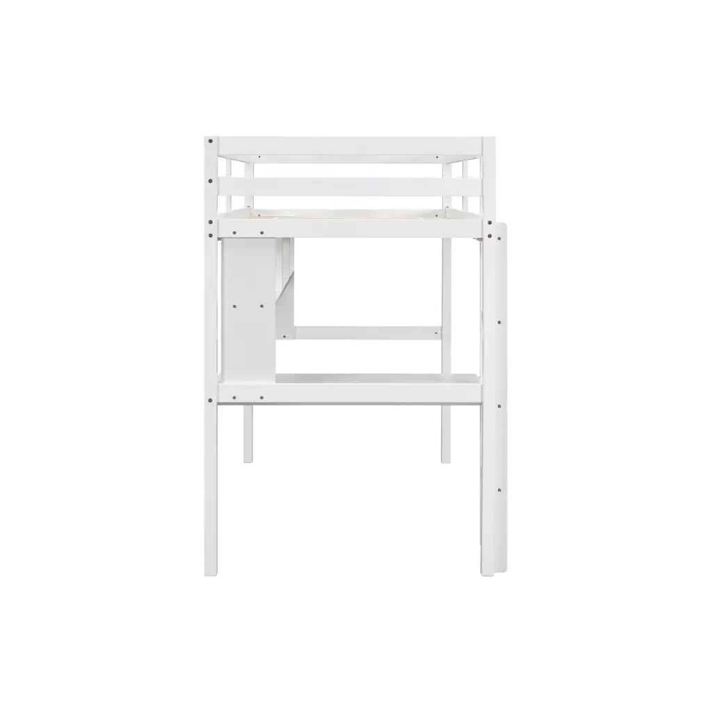 Twin Loft Bed Constructed Desk and Bookcase Three Compartments inspirit